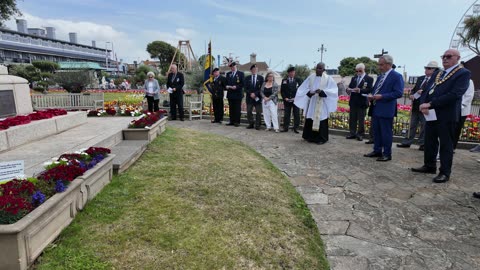 At Clacton on Sea Essex Seafront service to mark end of the Falklands War & Stalls in town