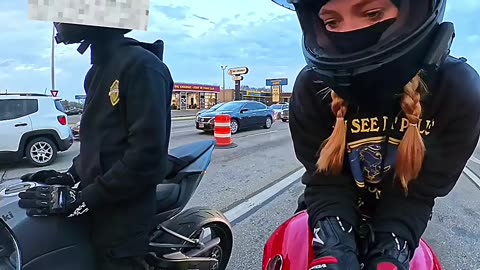 He thought he was getting a kiss 💋 #trending #bikerchic #bikelife #bikergirl #biker #top #short