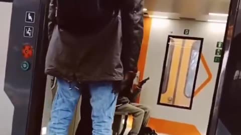 Violent african kicked off train in Italy