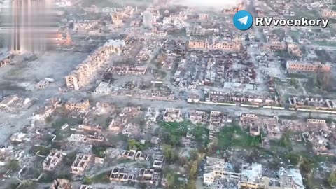 Aerial footage of Vovchansk
