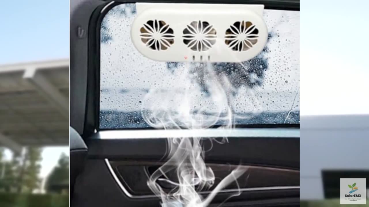Solar-Powered Car Window Exhaust Fan with 3 Air Outlet, Solar Ventilation for Ve