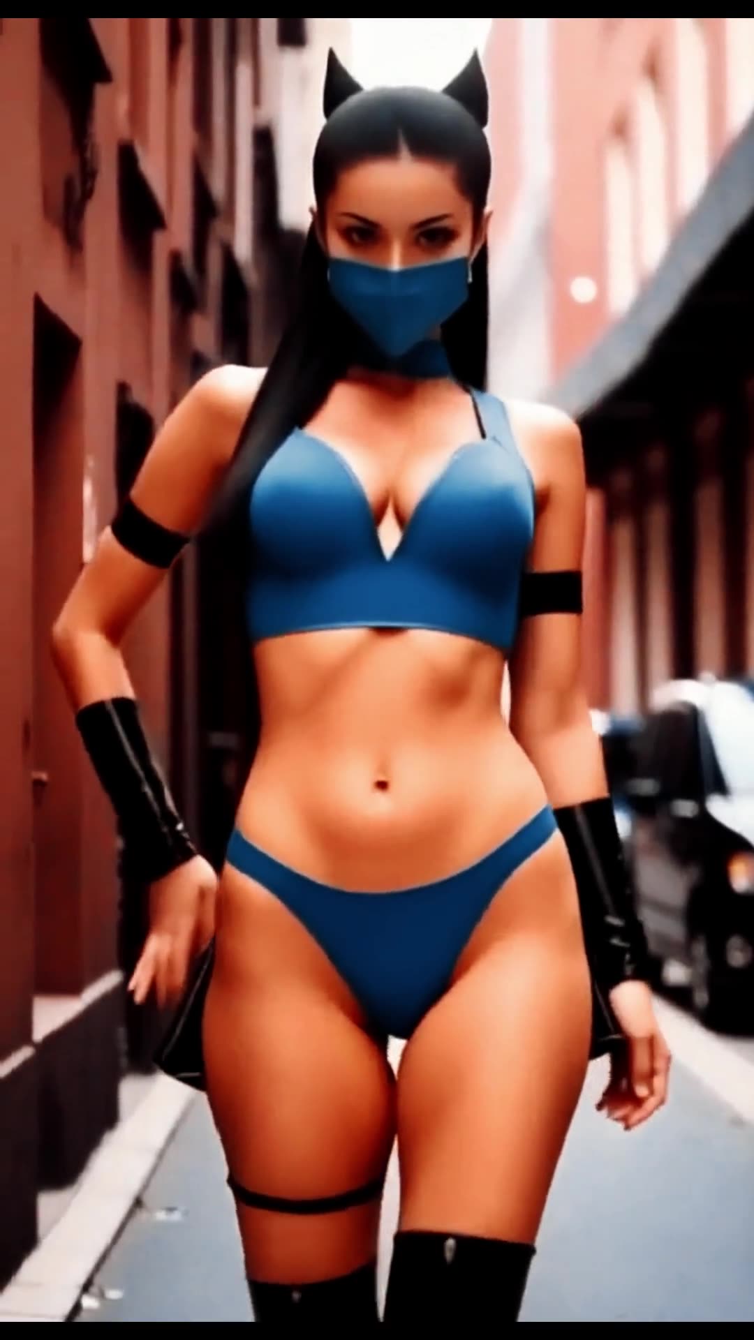 MK Kitana Mini Skirt/Upskirt into Bikini Walking 26 sec by GoodEvilArchangel with AI Coding