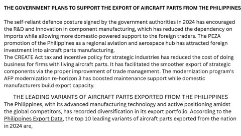 Philippines Aircraft Parts Export 2024 | Aerospace Trade Insights