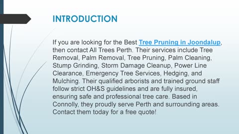 Best Tree Pruning in Joondalup
