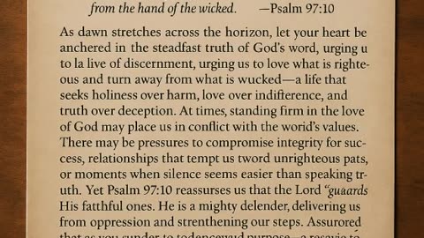 Morning Devotional - Loving What Is Good, Hating What Is Evil - Psalm 97.10