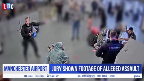 Bodycam footage of alleged police assault at Manchester Airport shown in court LBC