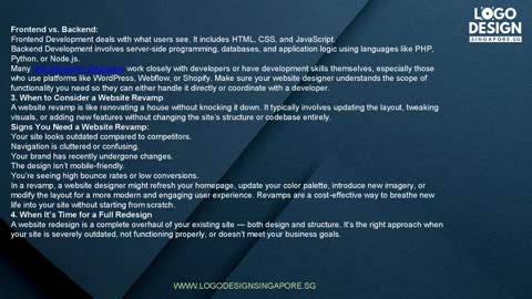 A Beginner’s Guide to Website Design, Development, Revamp, and Redesign — Logo Design Singapore