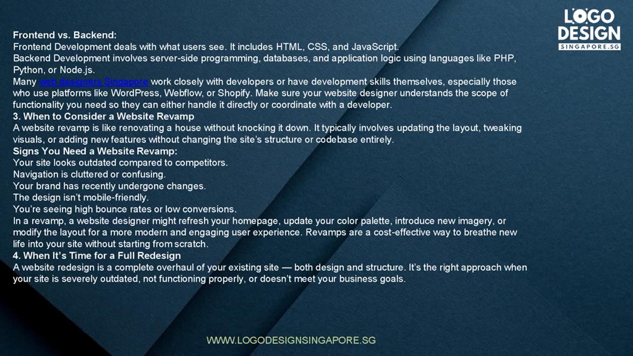 A Beginner’s Guide to Website Design, Development, Revamp, and Redesign — Logo Design Singapore