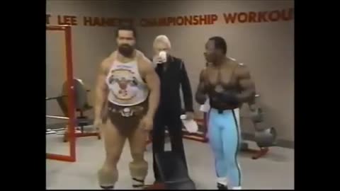 Lee Haney's Championship Workout with the WWF's Barbarian and Bobby "the Brain" Heenan from 1990
