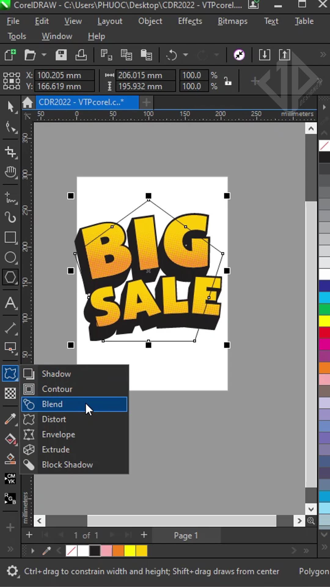 Create creative Big Sale text explosion effect using CorelDraw