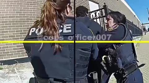 Officer kicks man in order to wake him up.