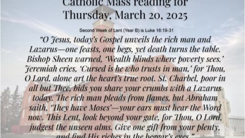 Mass Reading Reflection for Thursday, March 20, 2025