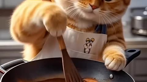 Orange cat chef