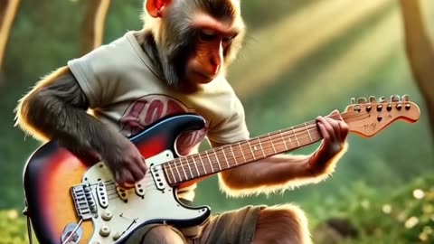 #LiveOutlandish monkey play Guitar 🎸 #fypシ #fyp #musica #ai #guitar #...