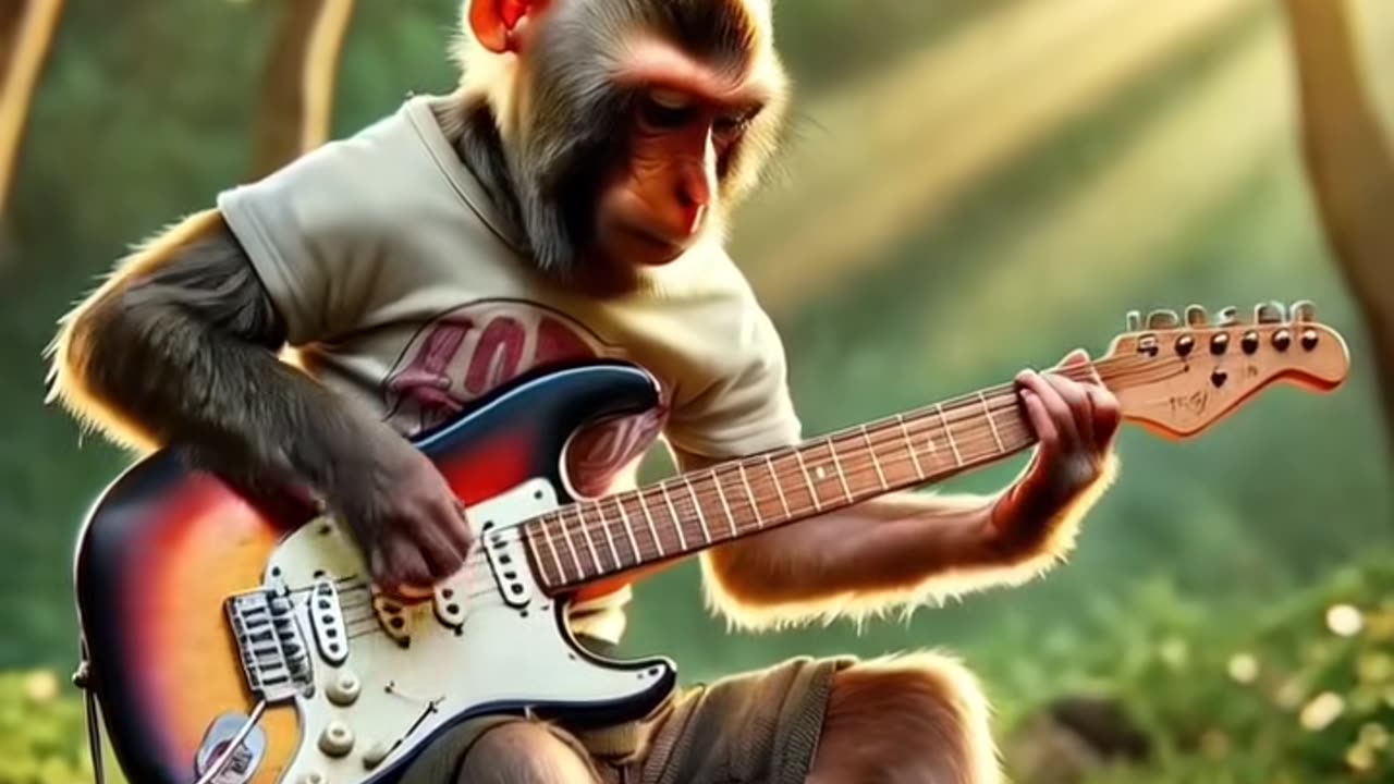 #LiveOutlandish monkey play Guitar 🎸 #fypシ #fyp #musica #ai #guitar #...