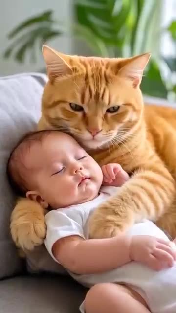 : *Cats Take Care of Human Babies - Heartwarming Moments*