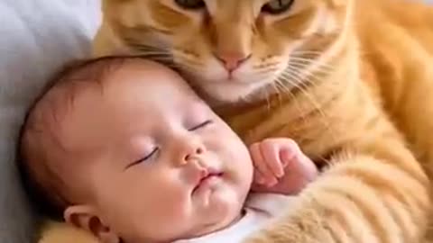 : *Cats Take Care of Human Babies - Heartwarming Moments*