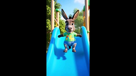 Donkey Having Fun on Park Slide – Funny Animal Moments 😂