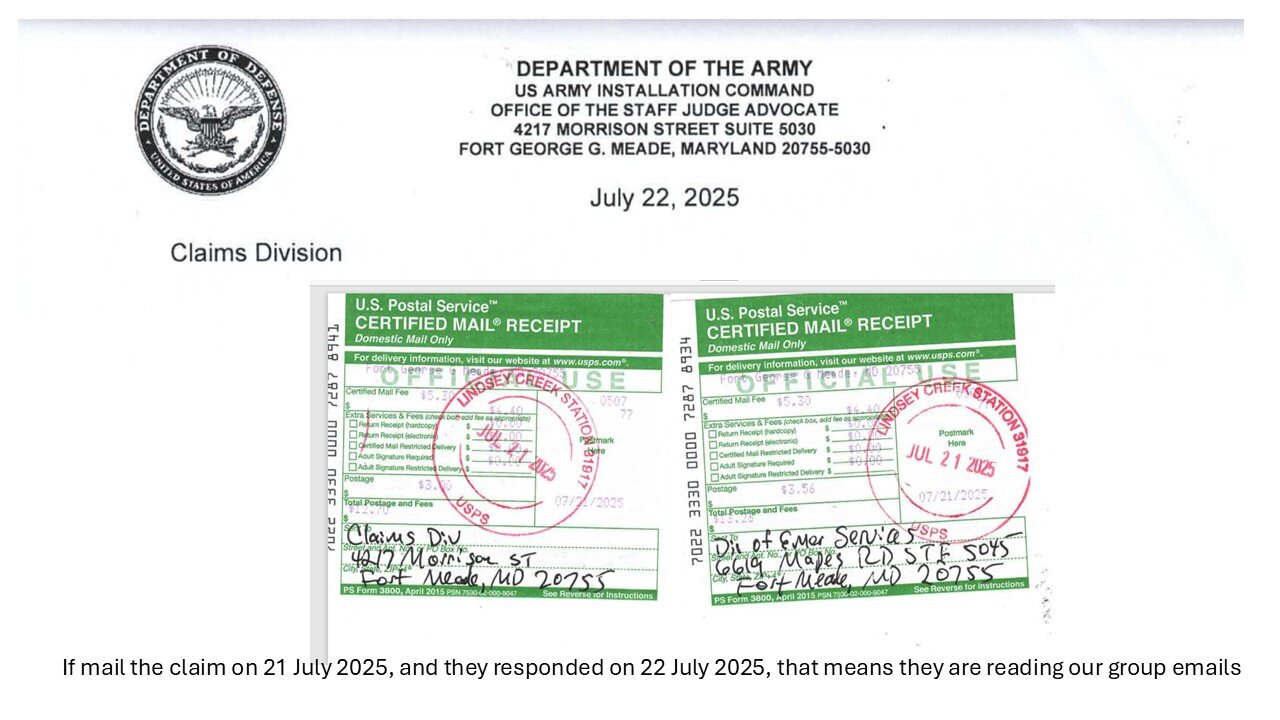 DEPT OF ARMY &OSJA CLAIMS DIVISION ADA RA TRUMPS YOUR MANDATORY 6 MONTH INVESTIGATION TO HIDE FACTS