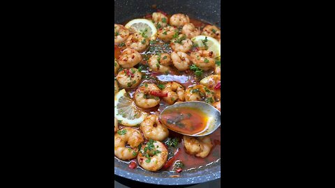 Shrimp pan , belicious meal