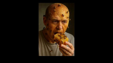 Man Made Of Honeycomb Eats Honeycomb