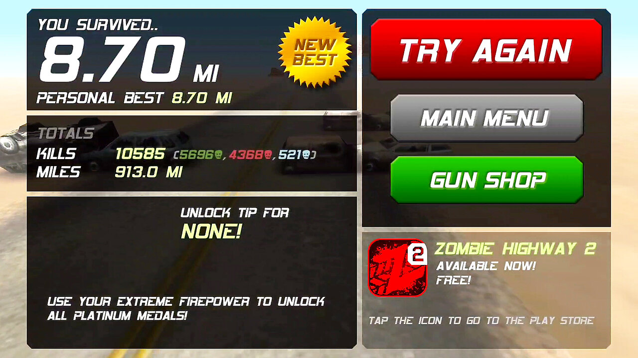 Going 8.70 Miles in "No Weapon" Zombie Highway