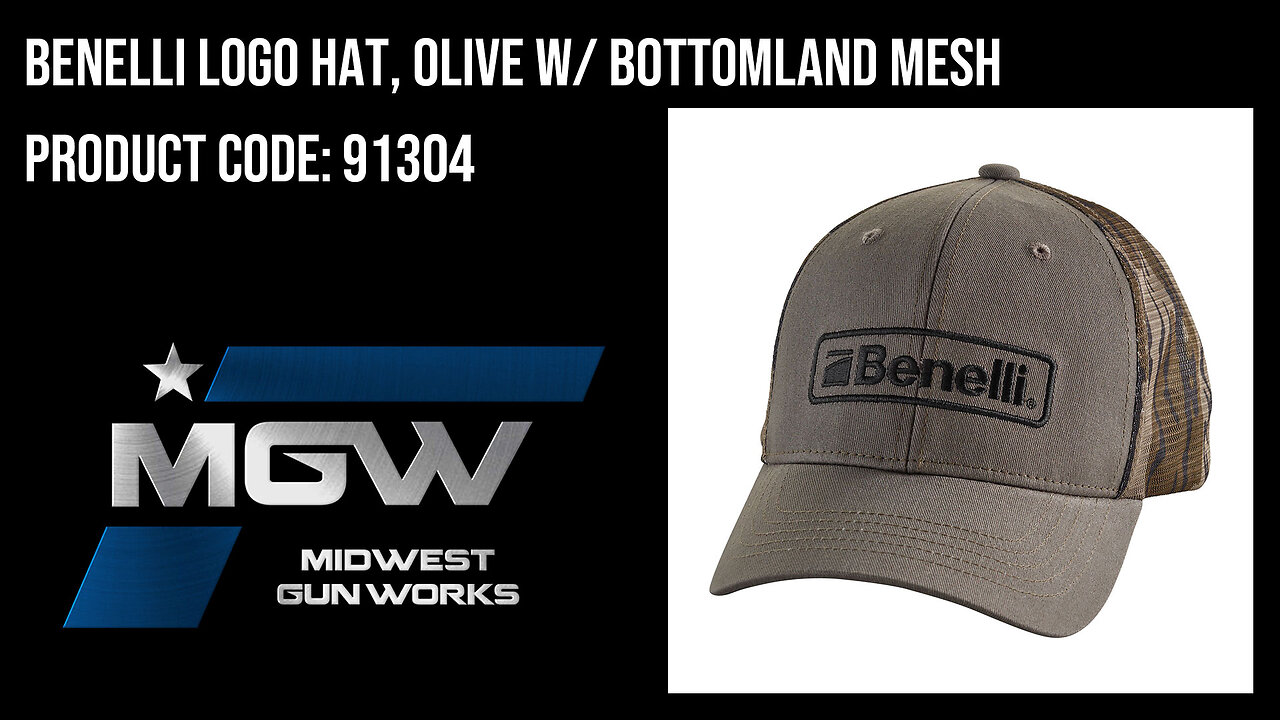 Benelli Logo Hat, Olive w/ Bottomland Mesh - 91304
