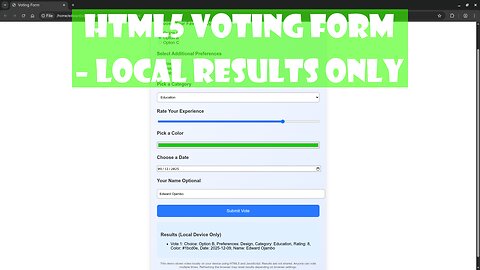 Build a Fancy HTML5 Voting Form That Saves Locally – No Backend Needed!