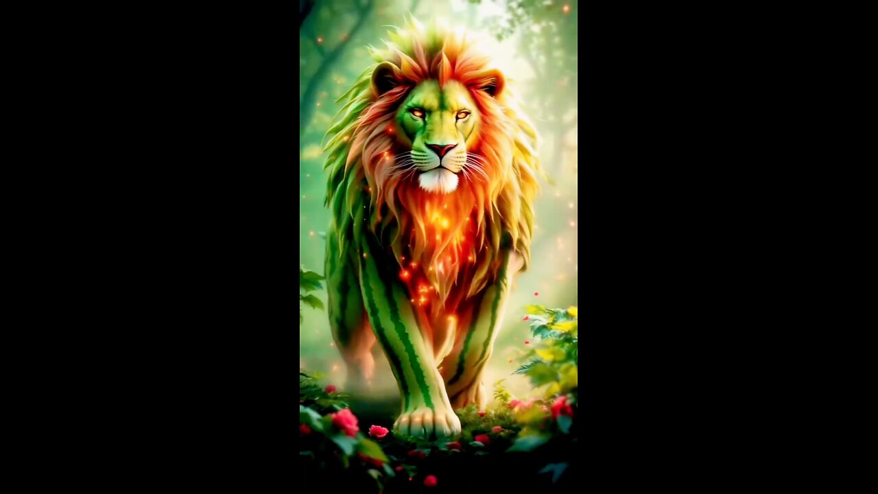 Lion+Watermelon😱🔥🦁
