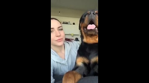 Woman panting like a dog