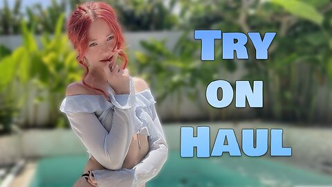 [4K] Alice’s Stunning Transparent Try On Haul | Trendy Sheer Blue Blouse