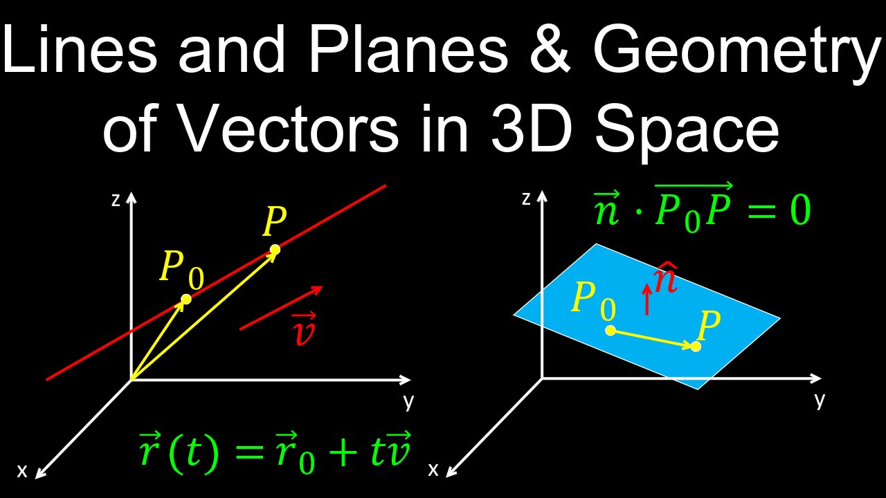 Lines and Planes, and Geometry of Vectors in 3D Space - Calculus 3