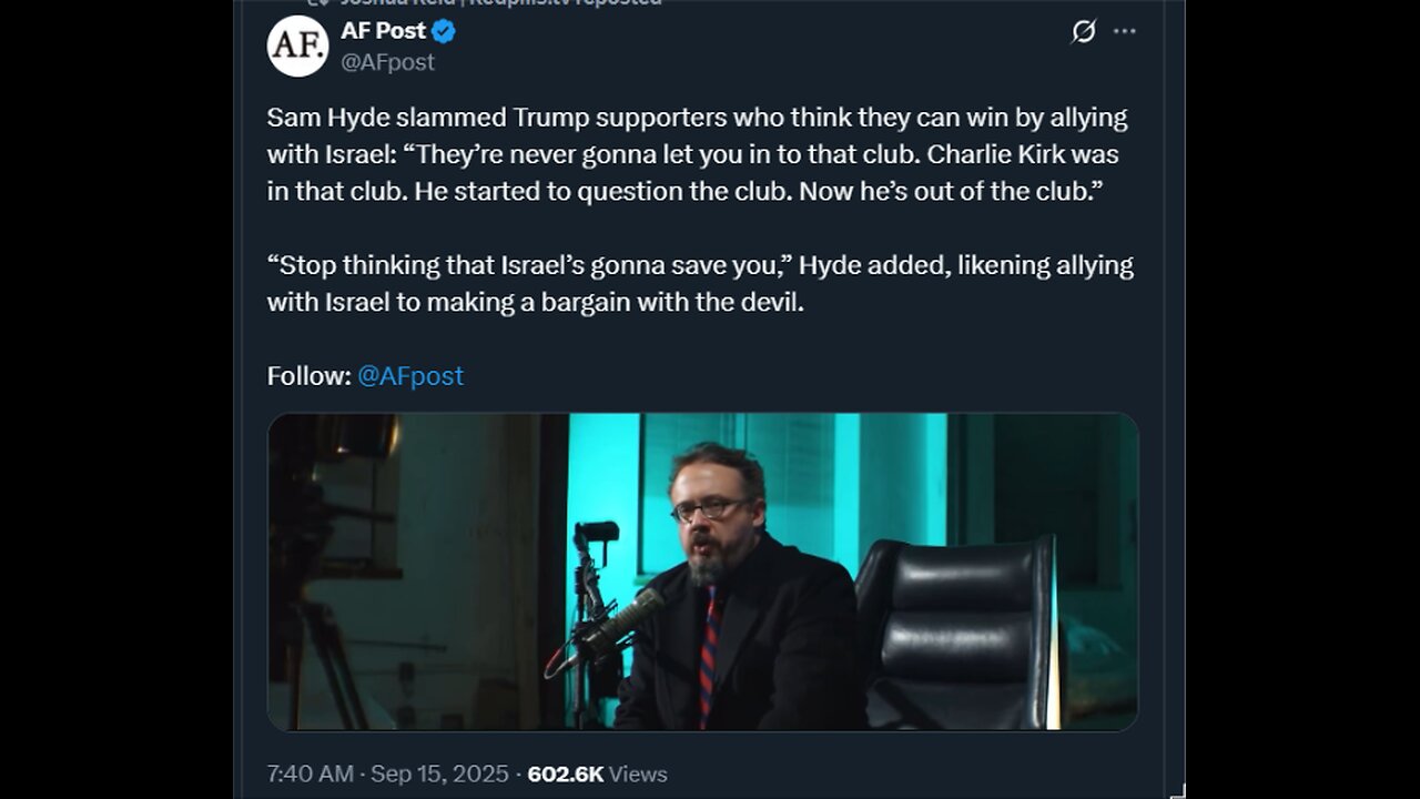 Sam Hyde slammed Trump supporters who think they can win by allying with Israel: