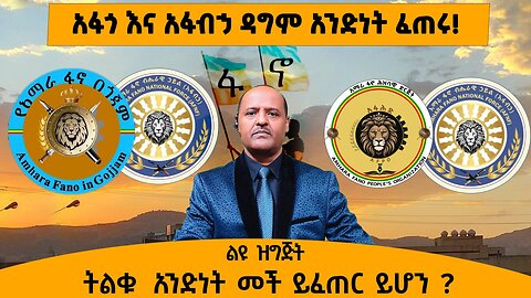 09/02/25 አፋጎ እና አፋብኃ ዳግም አንድነት ፈጠሩ! ትልቁ አንድነት መች ይፈጠር ይሆን ?