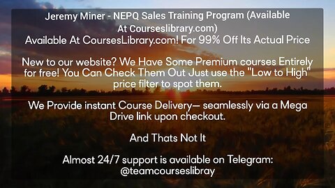 Jeremy Miner - NEPQ Sales Training Program (Available At Courseslibrary.com)
