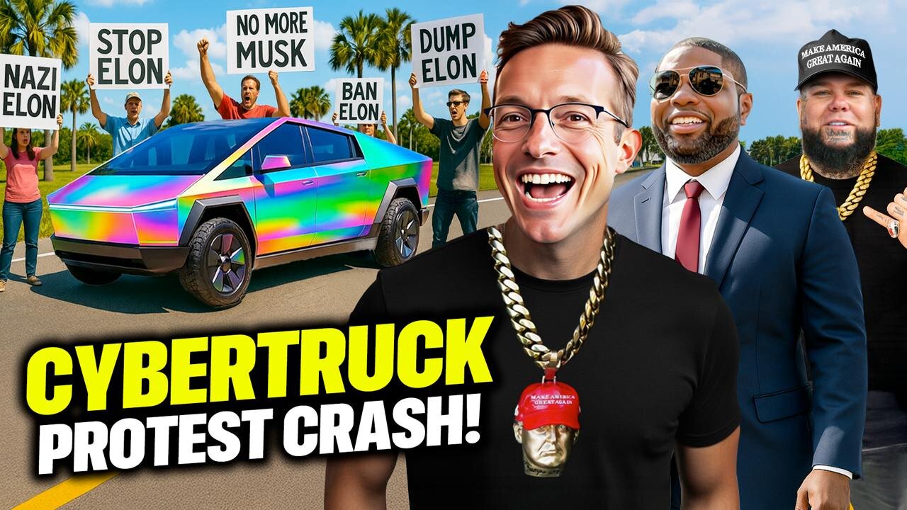I Drove A Trump Cybertruck Through A Lib Tesla Protest | What Happened Next Is INSANE...