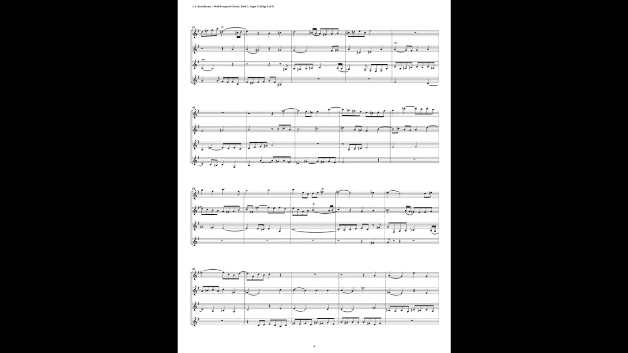 J.S. Bach - Well-Tempered Clavier: Part 2 - Fugue 13 (Clarinet Quartet)