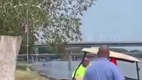 A Florida homeowner ran a man over with a golf cart for vandalizing his property. Guess what？