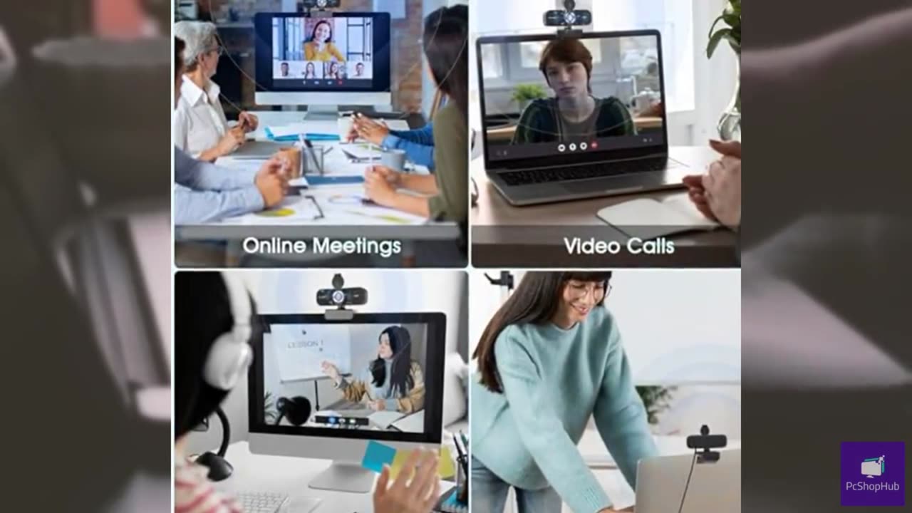 TRAUSI 1080P HD Webcam with Microphone, Wide-Angle Lens, Auto Light Correction,