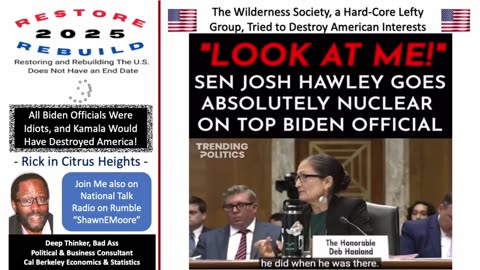 Senator Hawley Rips Biden Appointee a New One Re Selling America to Left Wing Group