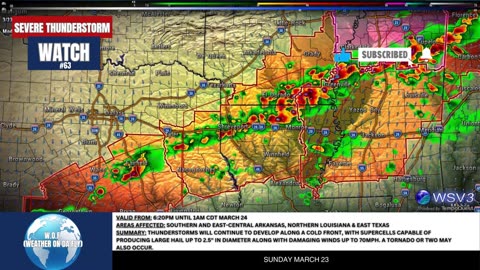 🌩️ Severe Storm Watch #63: AR, LA, TX Tonight! 3/23/25 #shorts #severeweather