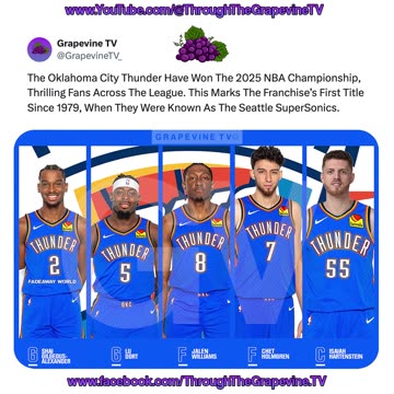 The Oklahoma City Thunder Have Won The 2025 NBA Championship, Thrilling Fans Across The League.