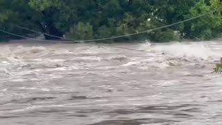 Happening now, The Lampasas River in Texas surged 33 feet in four hours near Kempner