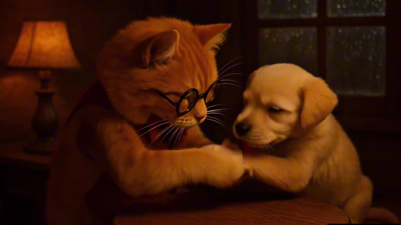 Bold Cat Rescues Injured Puppy in Rain ā A Touching Tale of Compassionš¾