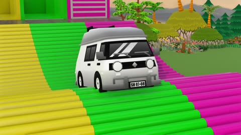 🎨 COLOR SONG with CARS & BUS | Learn Blue, Red, Yellow, Green & Pink!