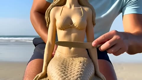 Time Lapse Mermaid Sand Sculpture is Wild