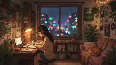 Rainy Night Window Lofi — Relaxing Sleep Music, Study Beats & Calm Rain Ambience (1 Hour)