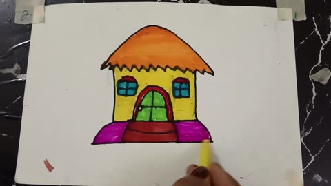 Hut drawing || drawing tutorial || hut drawing easy || simple hut drawing ||house drawing easy