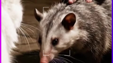 Cat Has a Staredown with Opossum Mom & Her Babies | Unbelievable Wildlife Encounter!