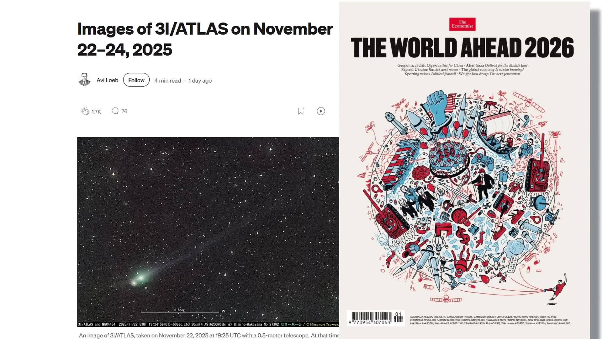 3I ATLAS, The Economist, 2026 le puzzle se met en place !!